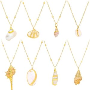 12 gold plated shell necklaces for women