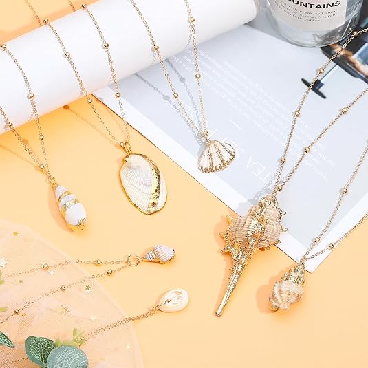 12 gold plated shell necklaces for women 12 gold plated shell necklaces for women