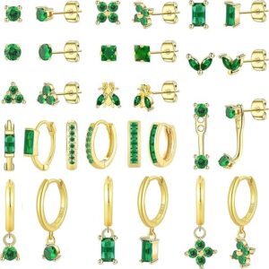 15 pairs of gold plated earrings for women