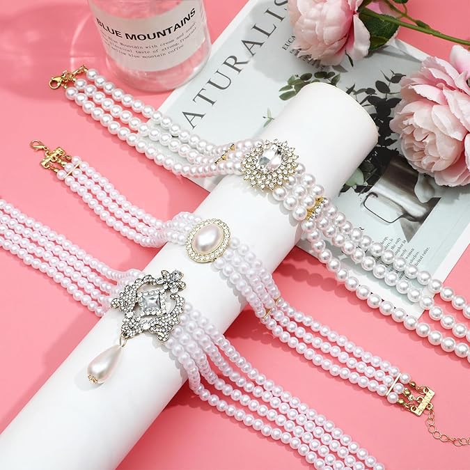 6 pieces pearl cubic zirconia necklaces for women 6 pieces pearl cubic zirconia necklaces for women