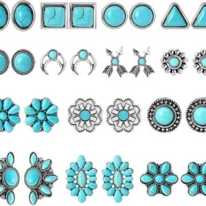 14 pairs of turquoise earrings for women